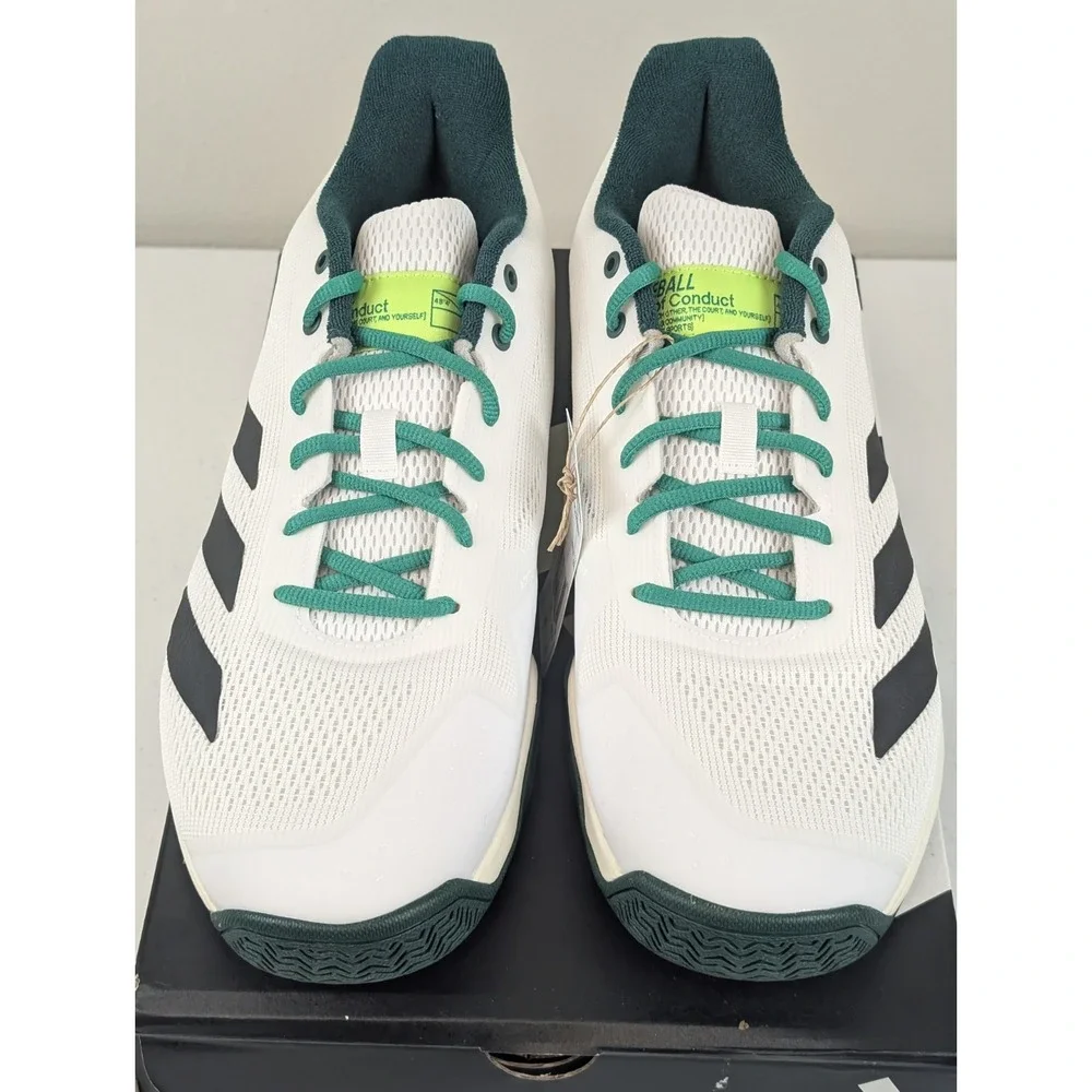 Adidas Courtflash Pickleball Mens 12 Tennis White Green Shoes Sneakers JQ0695